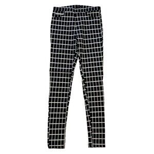 EM Anthropologie Black White Plaid Checker Pull On Stretch Pants Jeggings Medium